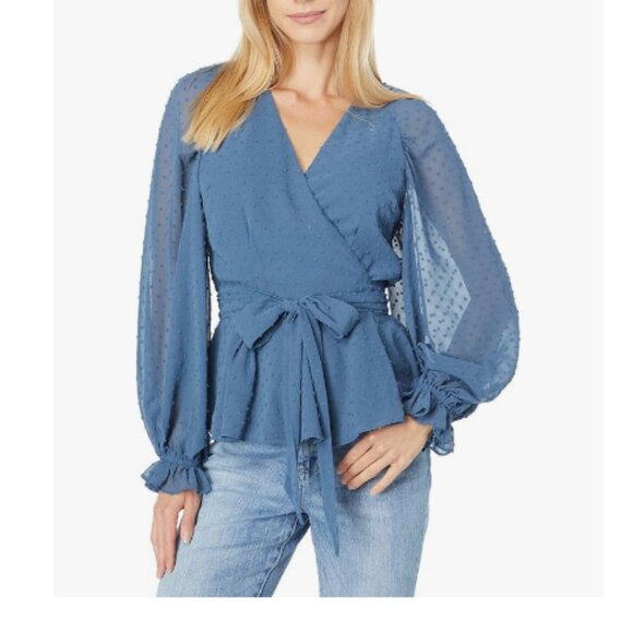 Yumi Kim Tops - HP- YUMI KIM CAMERON DOT NIAGRA WRAP LINED TOP WITH GATHERED BELL ELASTIC CUFFS